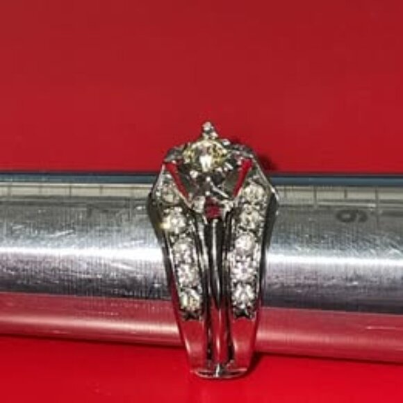 UNCAS Sterling Silver Cubic Zirconia Wedding Ring and Jacket Set Size 8 - Picture 7 of 9